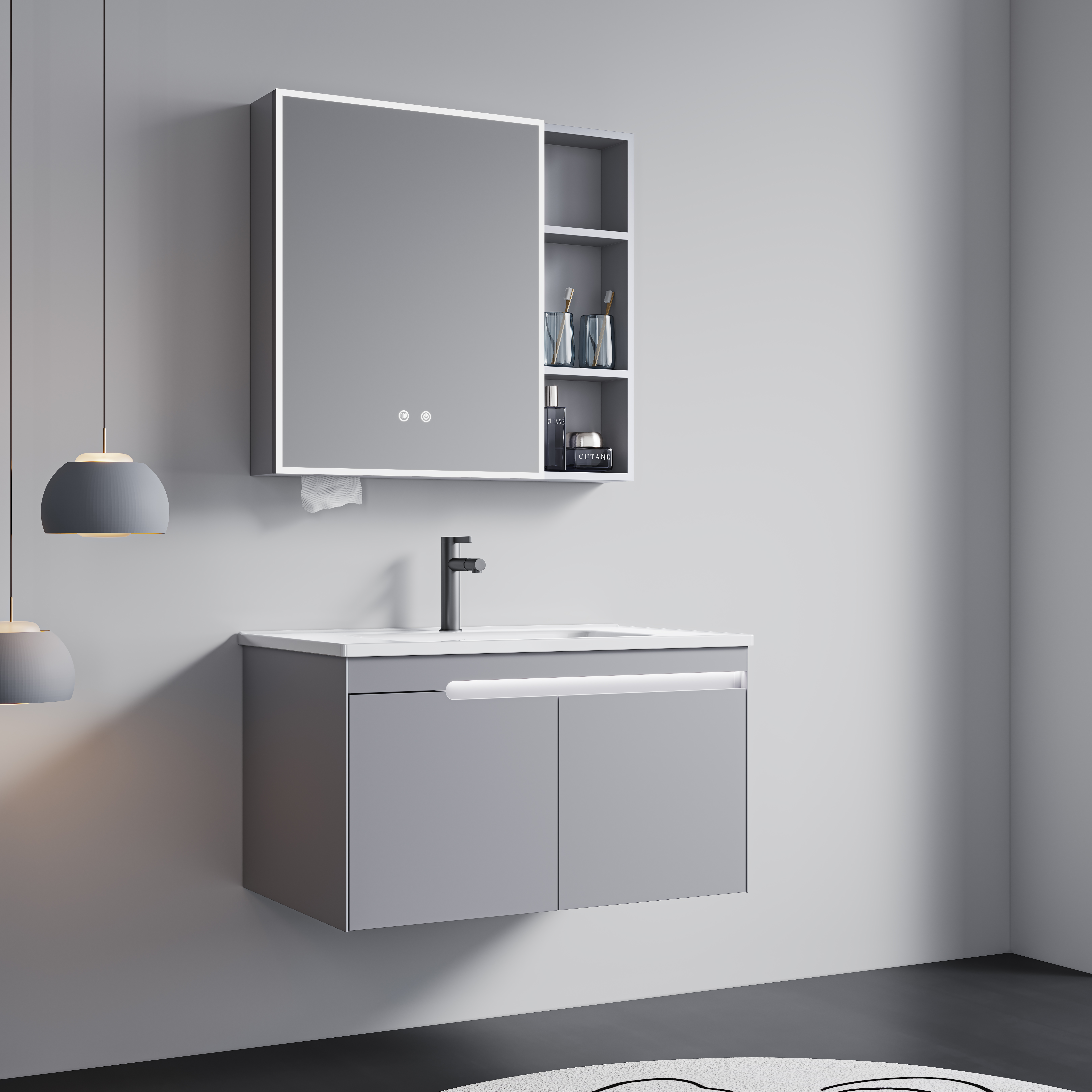 Bộ tủ phòng tắm inox cao cấp 620-80